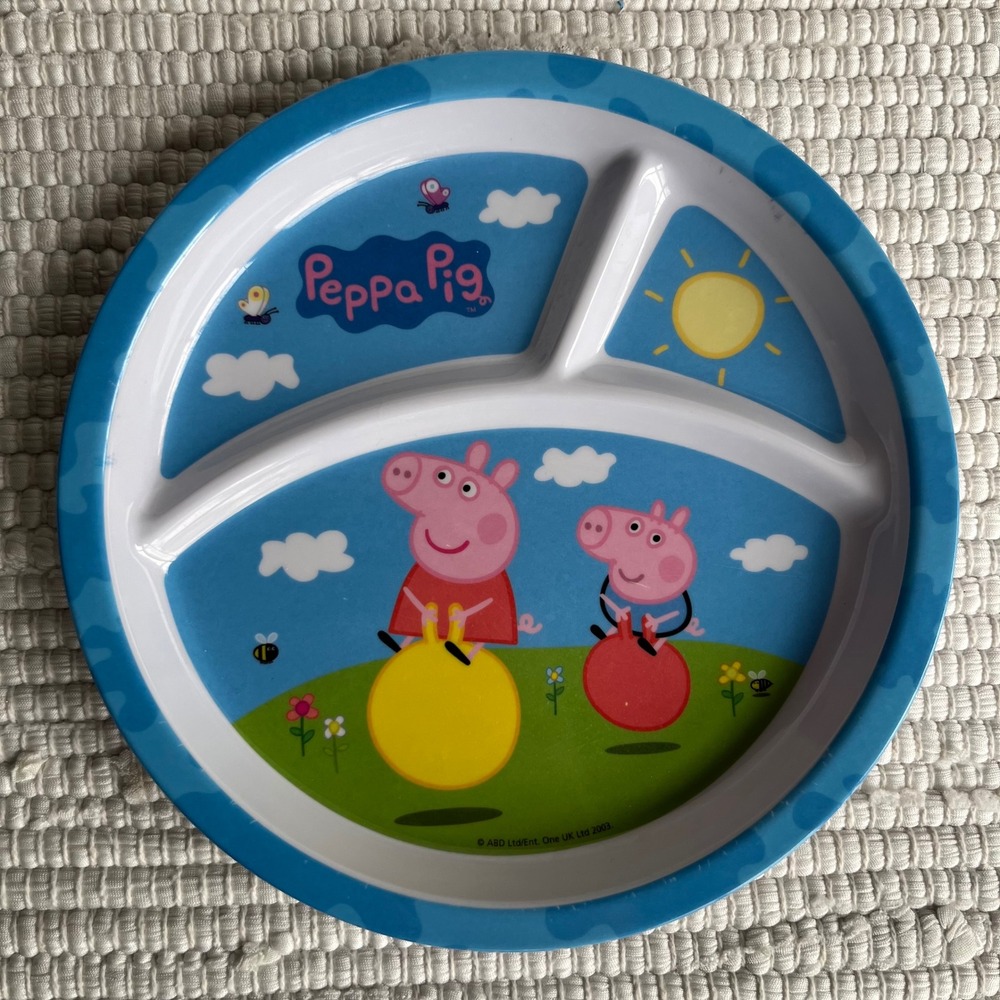 Zak Designs Peppa Pig Divided Plate Blue Melamine Toddler Kids Dish 8 inch 12159